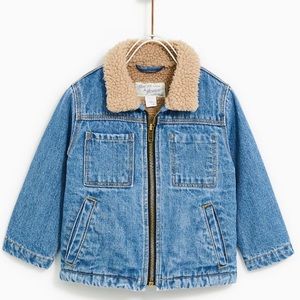 ZARA Kids Denim faux Shearling jacket